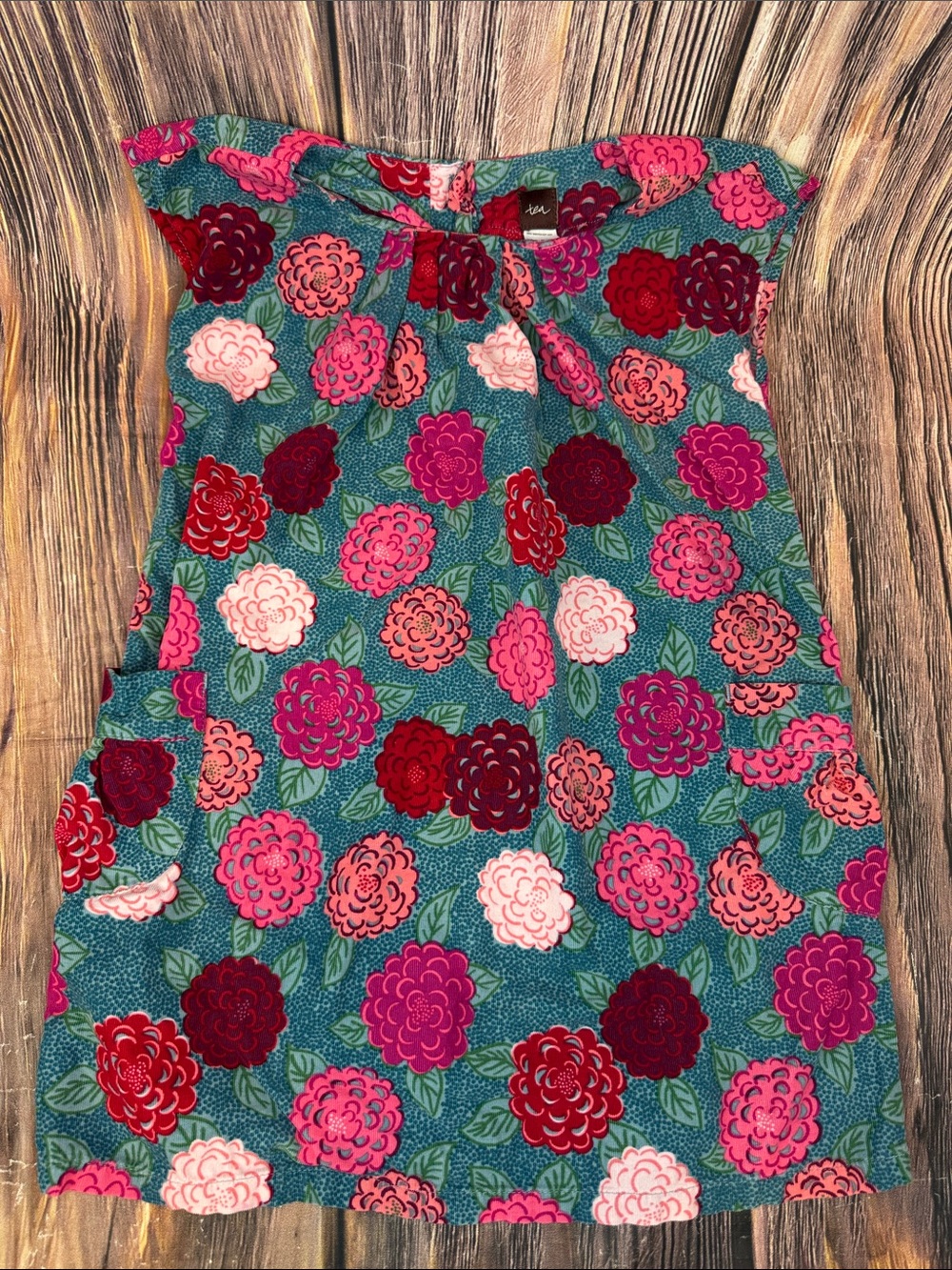 Tea Collection Girls Floral Tank Dress in Teal, Pink & Red